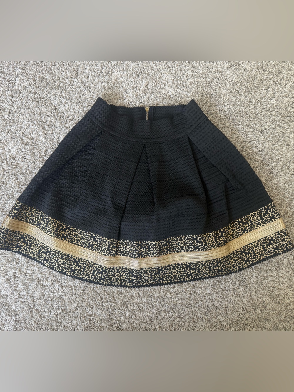 Alya Black Skirt with Gold Decorative Hem Size M